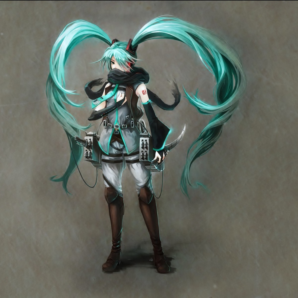 Зеленоволосая девушка из аниме Атака Титанов