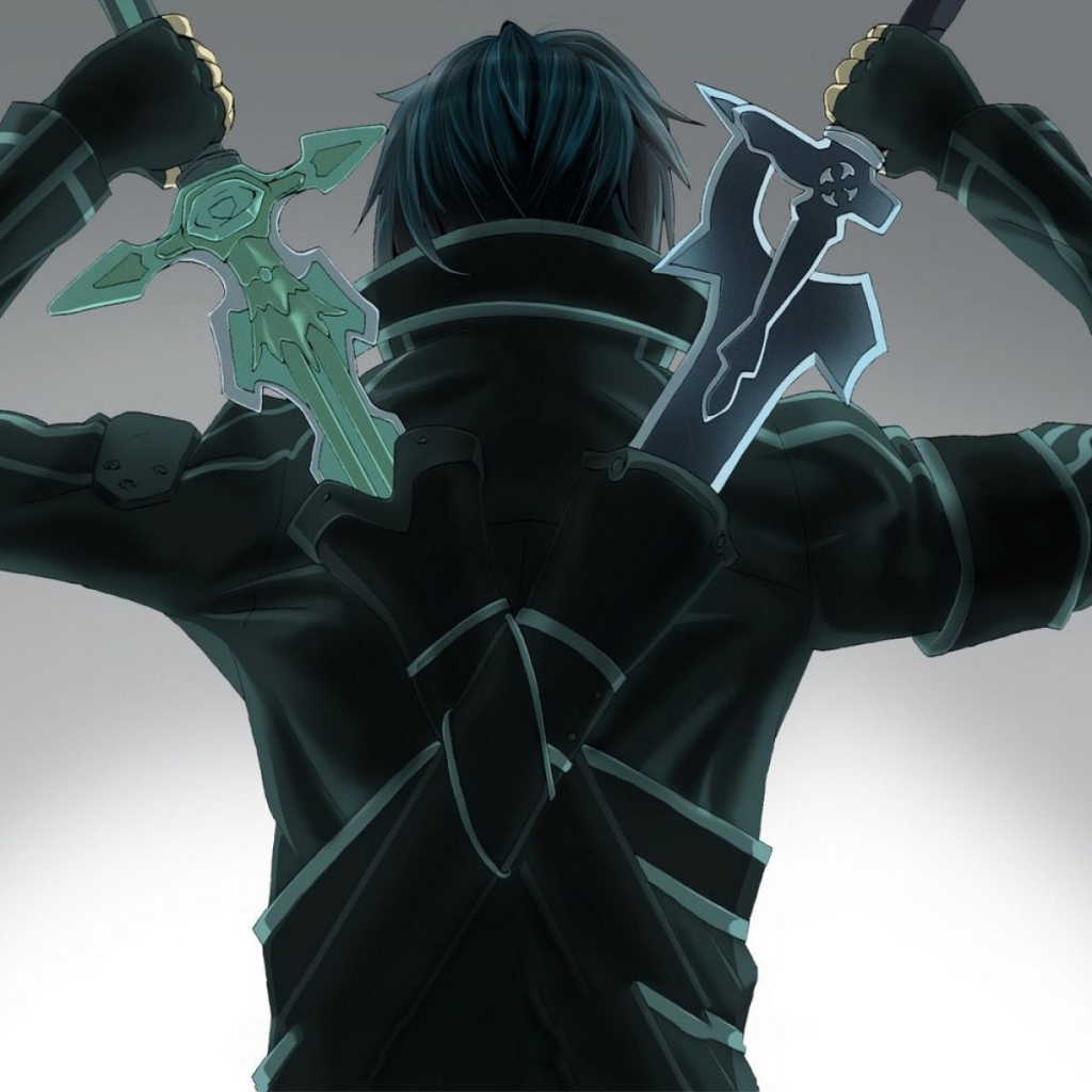 Зеленый и серый меч героя аниме Sword Art Online