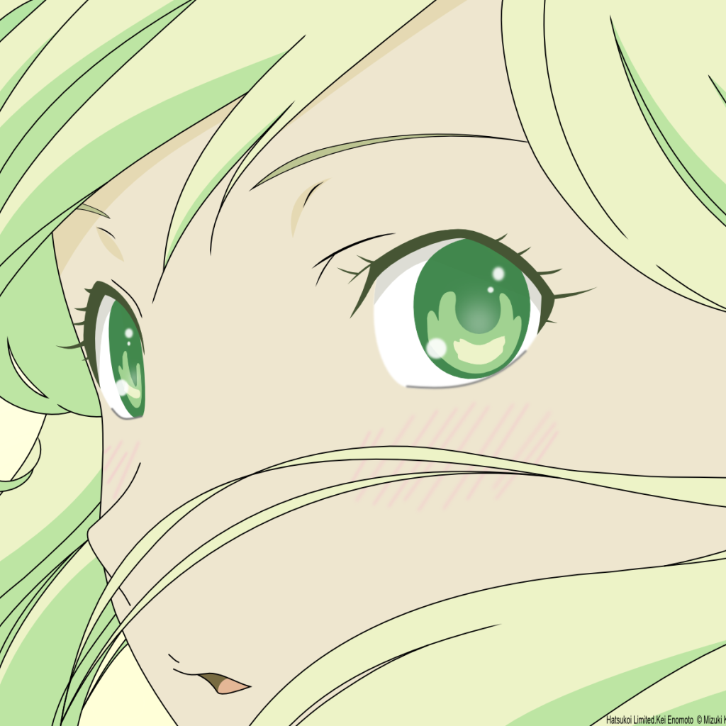 Зеленый рисунок девушки аниме