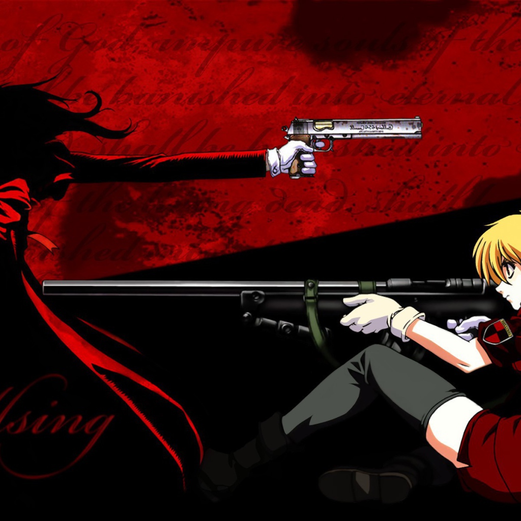 Персонажи аниме Hellsing с оружием