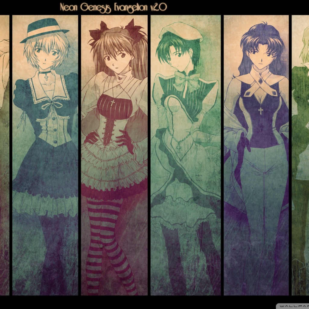 Изображение девушек из аниме Neon Genesis Evangelion