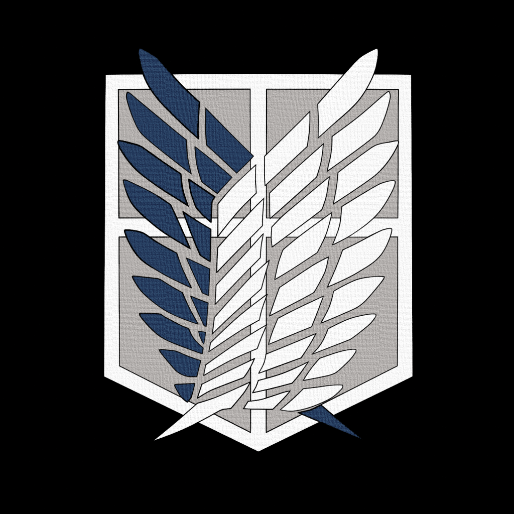 Логотип из аниме Атака Титанов на черном фоне