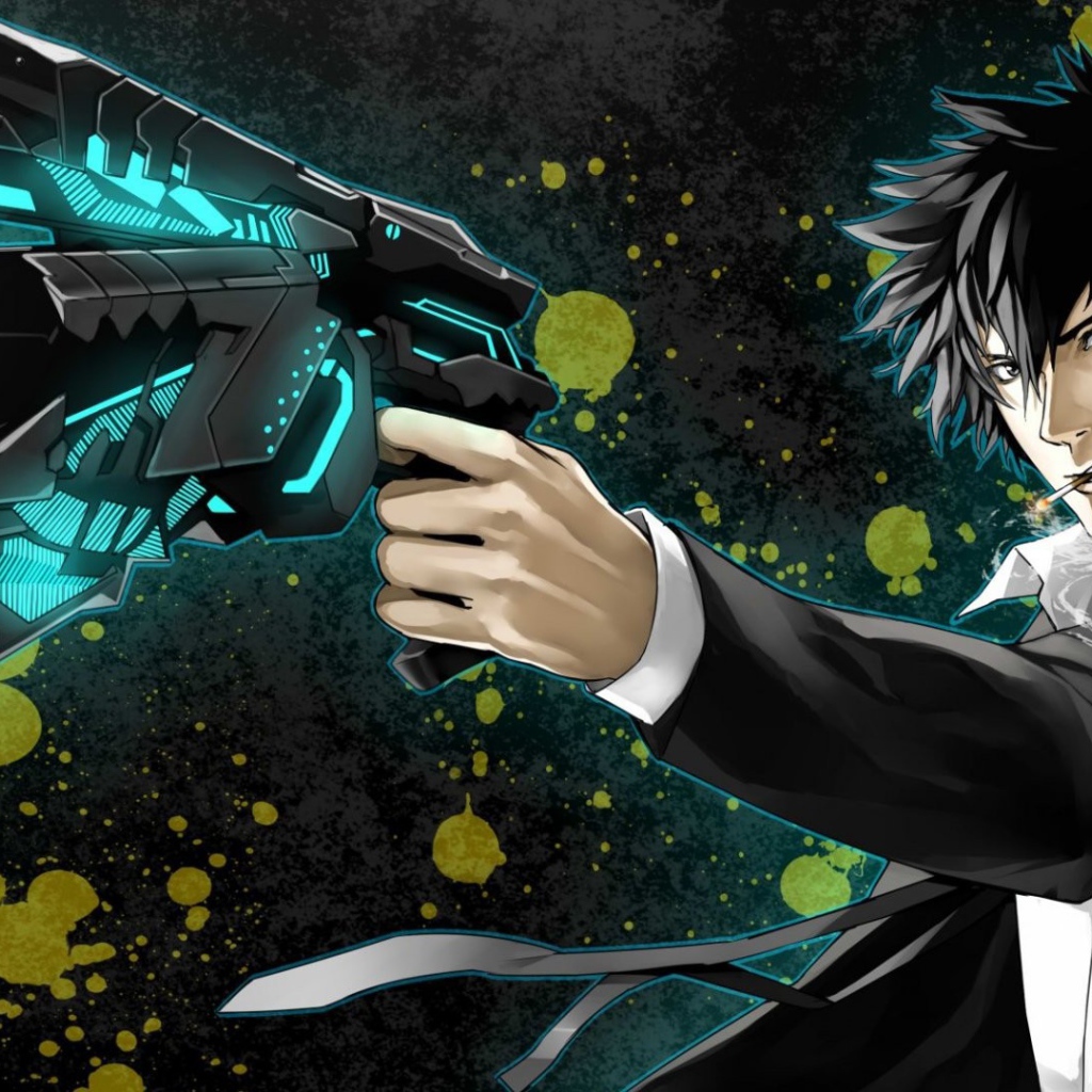 Парень с пистолетом из аниме Psycho-Pass