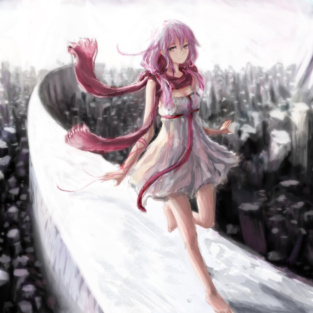 Розовые волосы у девушки в аниме Корона греха