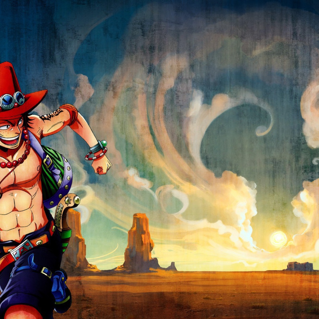 Портгас Д. Эйс бежит по пустыне, аниме