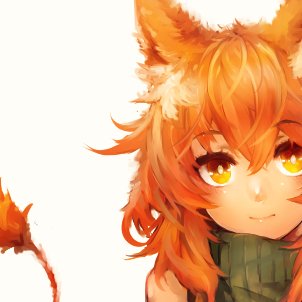 Рыжая девушка кошка из аниме Кэмономими