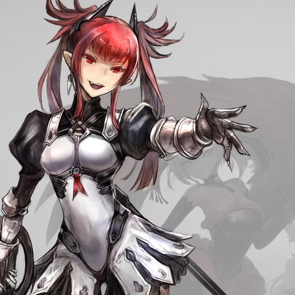 Красноволосая девушка аниме в доспехах