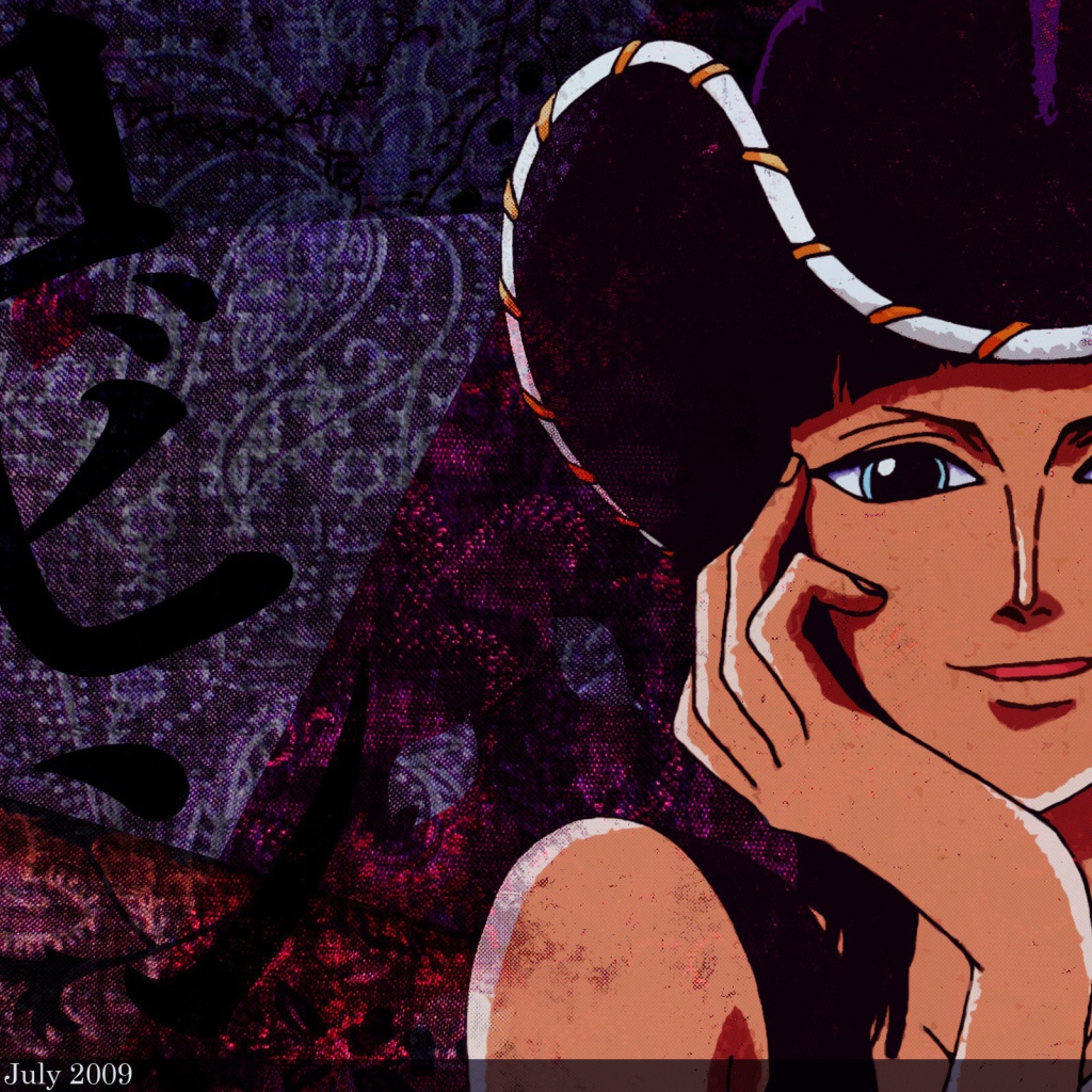 Грустная Нико Робин в шляпе, аниме Большой куш