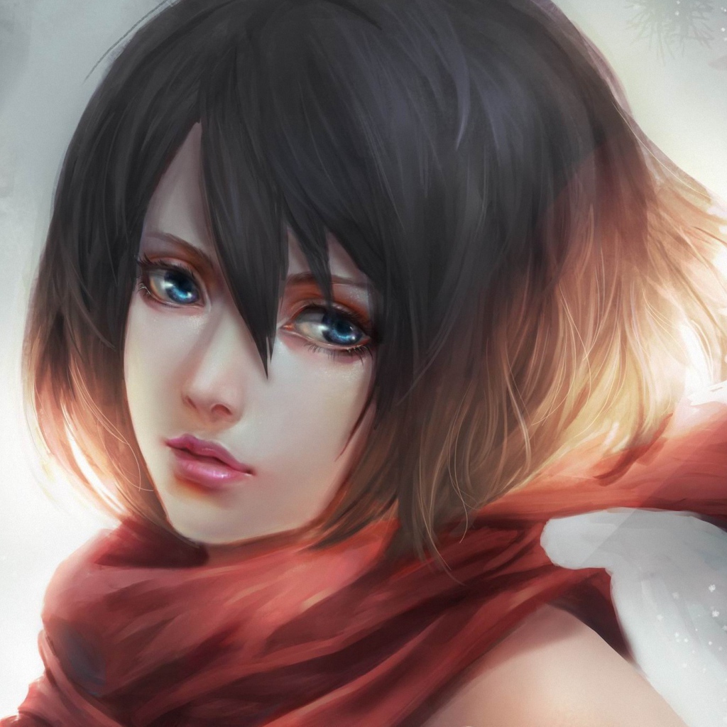 Грустная девушка аниме Атака Титанов