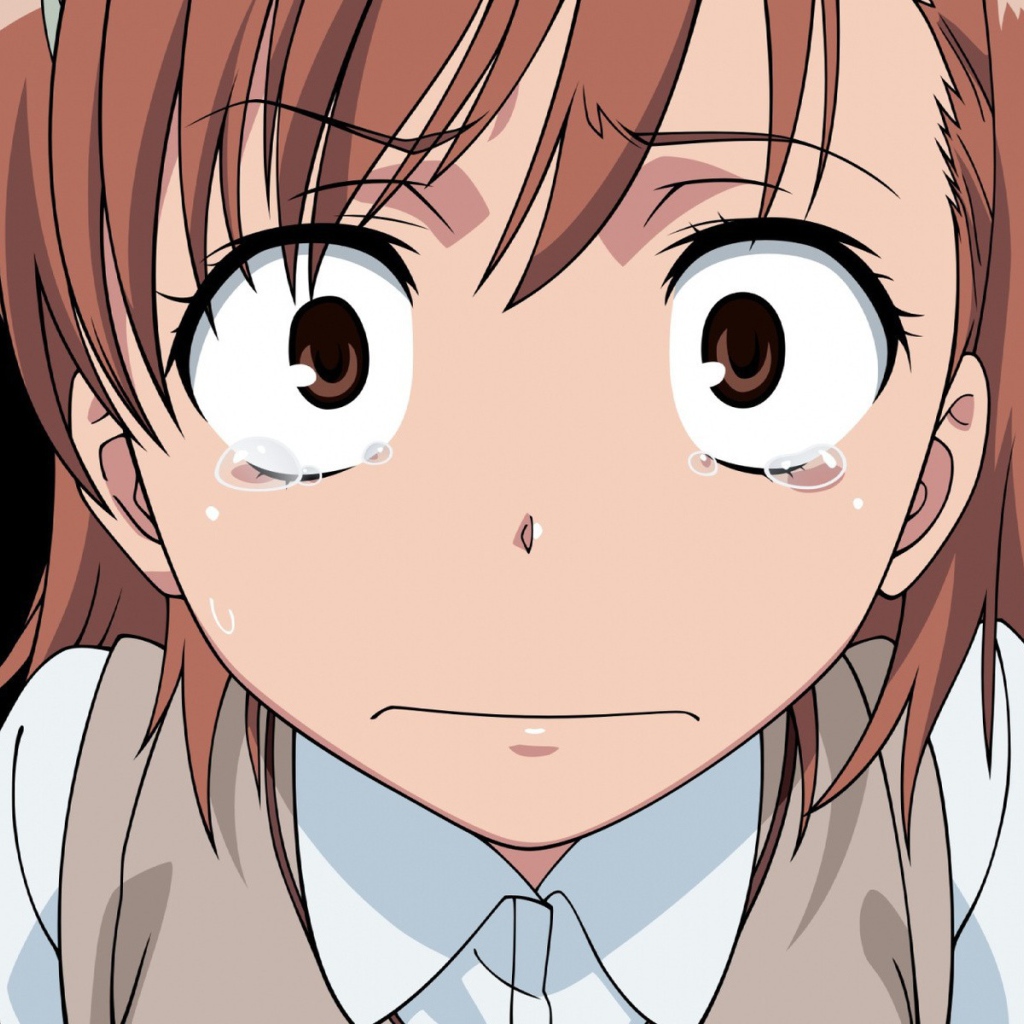 Грустная девушка из аниме Некий научный Рейлган