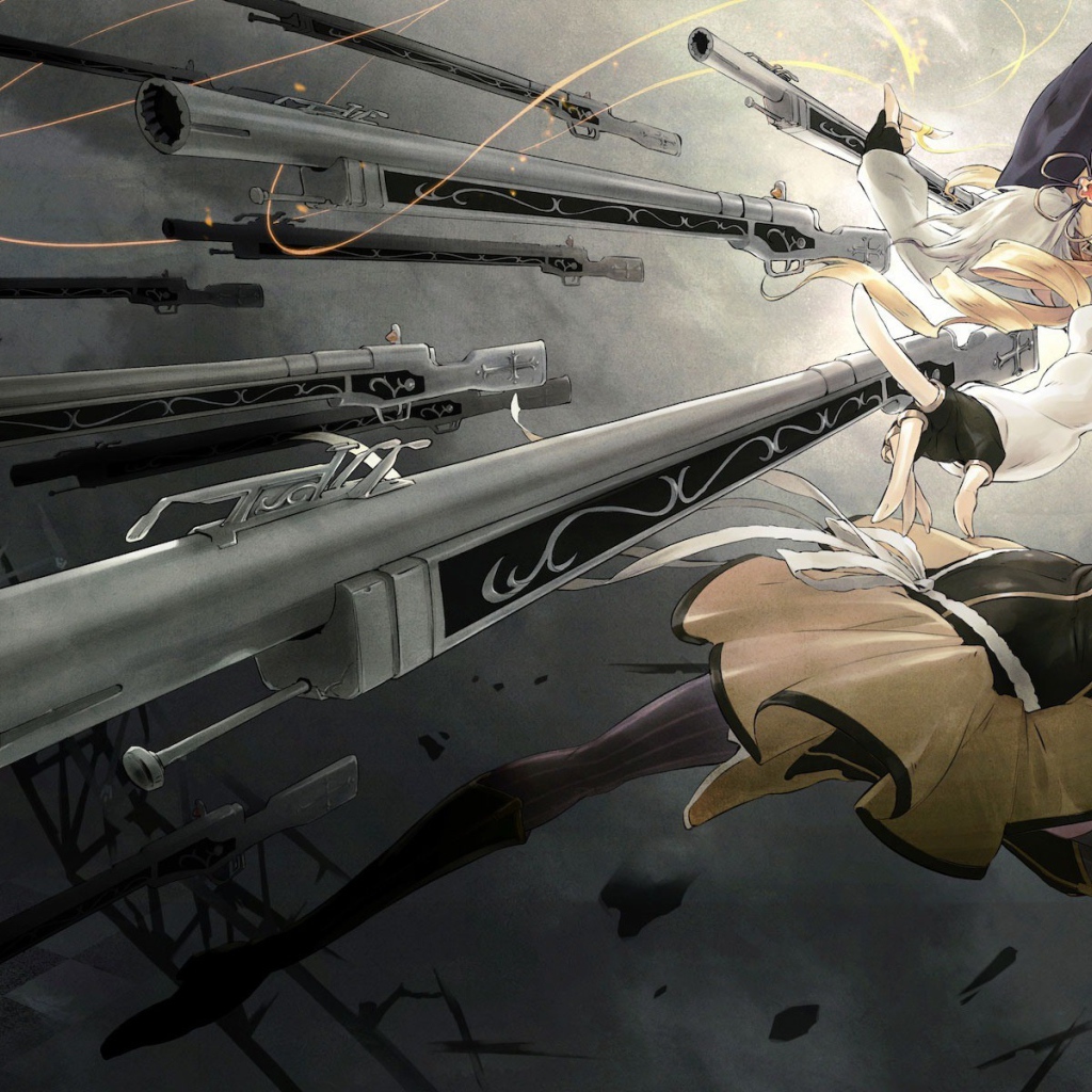 Набор оружия у девушки из аниме Девочка-волшебница Мадока