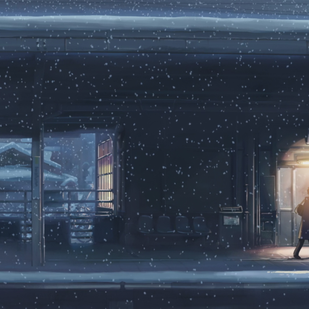 Снегопад в аниме Пять сантиметров в секунду