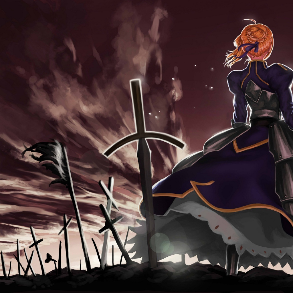 Мечи погибших воинов на поле битвы, аниме