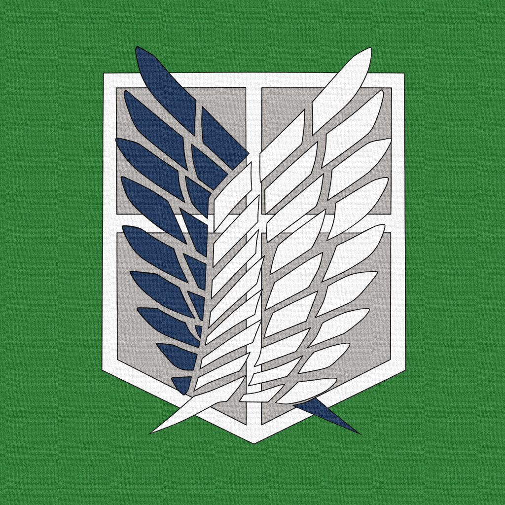 Символ аниме Атака Титанов на зеленом фоне