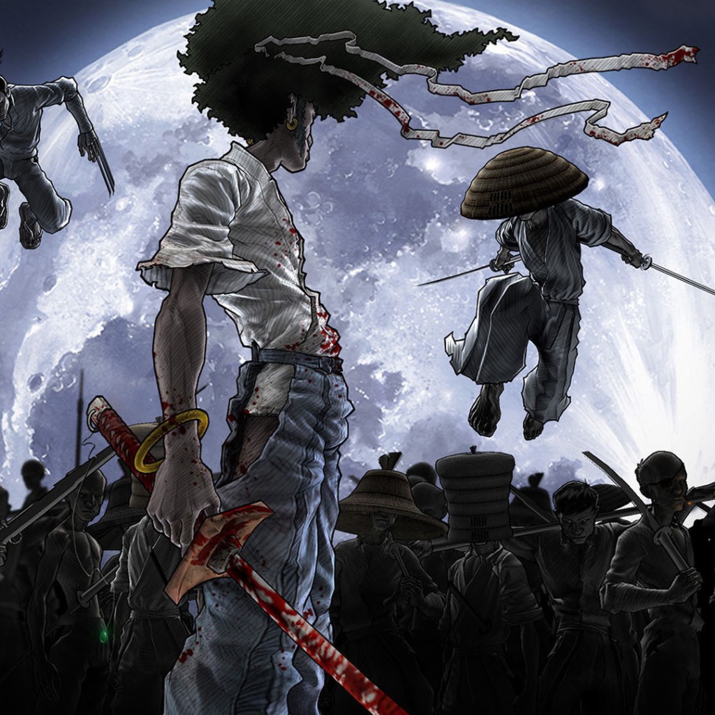 Сражение в аниме Афросамурай