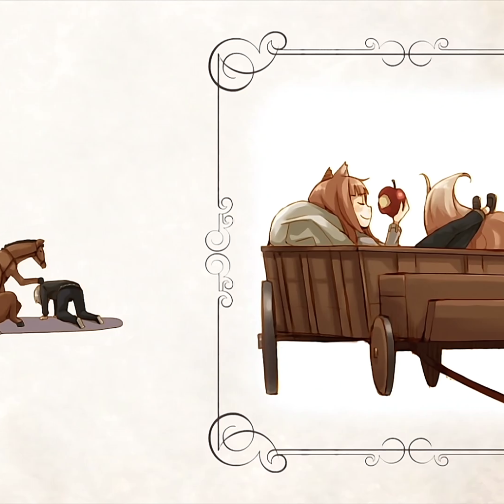 Телега в аниме Волчица и пряности