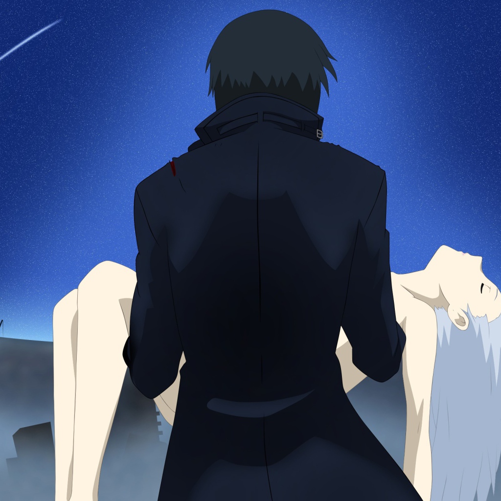 Девушка на руках парня, аниме Darker than Black