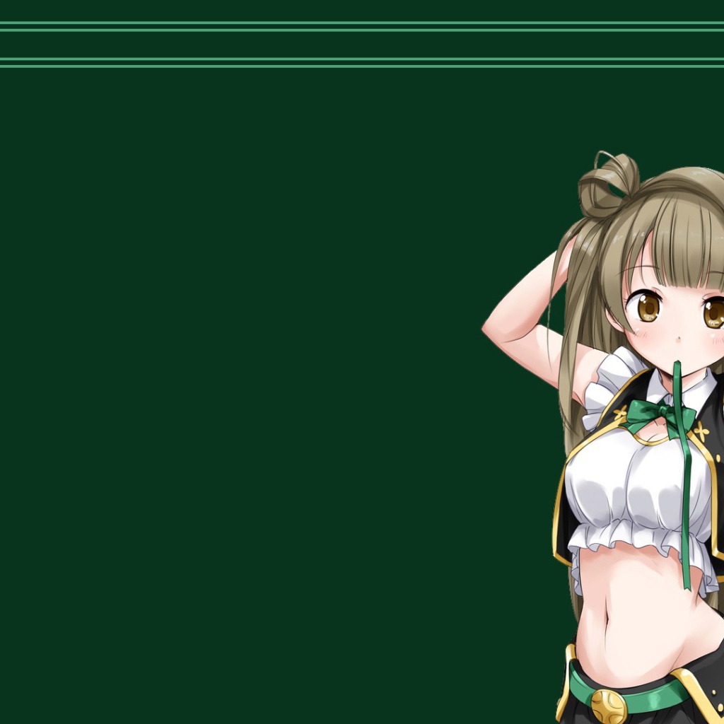 Девушка из аниме Love Live на зеленом фоне