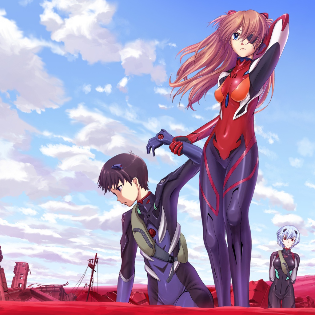 Девушка помогает парню встать на ноги, аниме