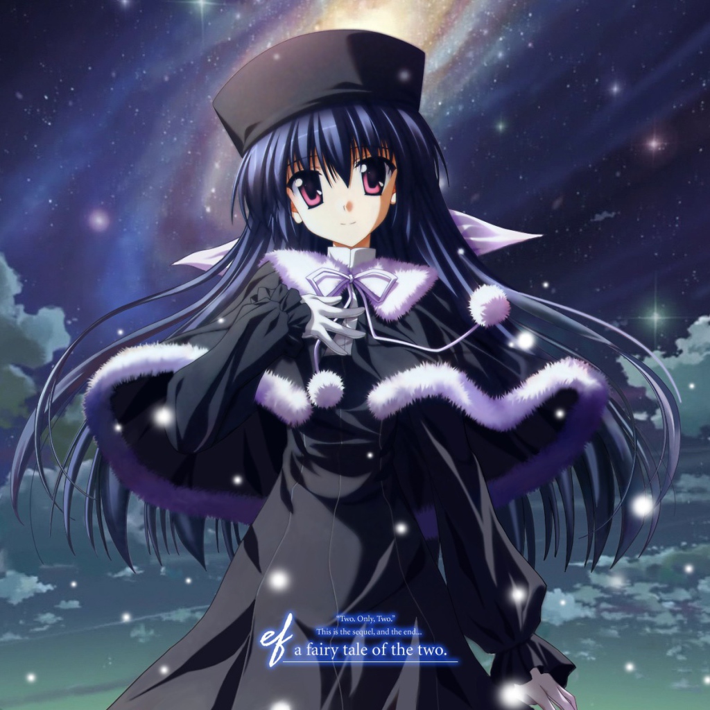 Девушка в черной одежде в аниме Эф - история воспоминаний