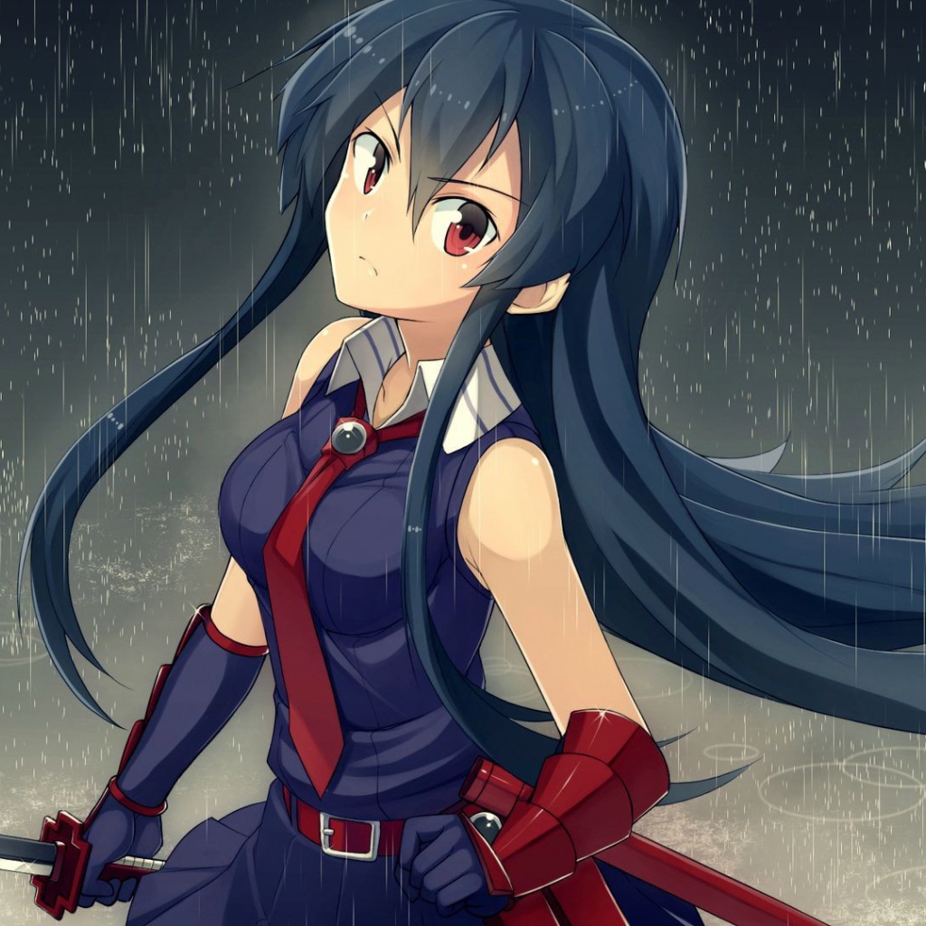 Девушка под дождем в аниме Akame ga Kill