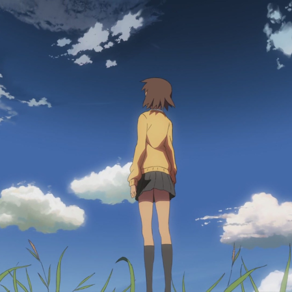 Девушка смотрит на небо в аниме  Пять сантиметров в секунду