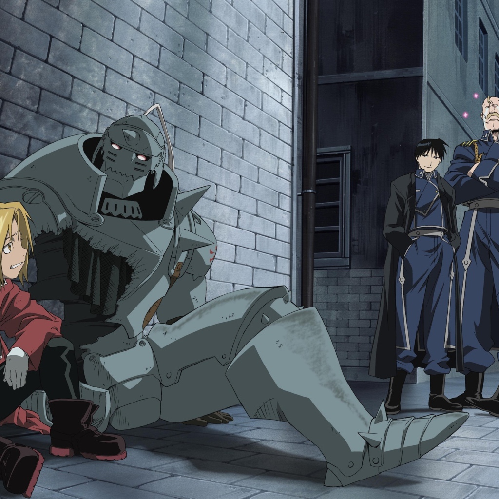 Девочка сидит рядом с роботом в аниме