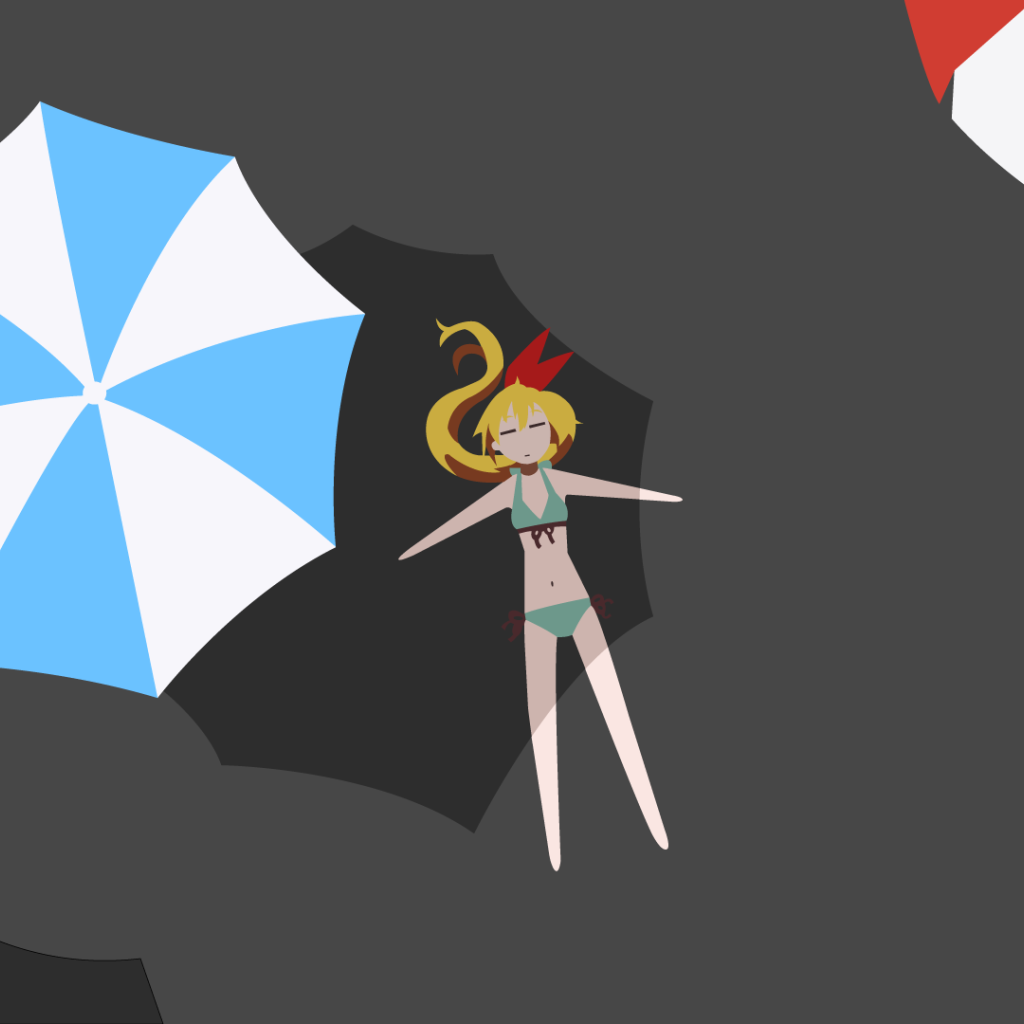 Девушка под зонтом в аниме Притворная любовь