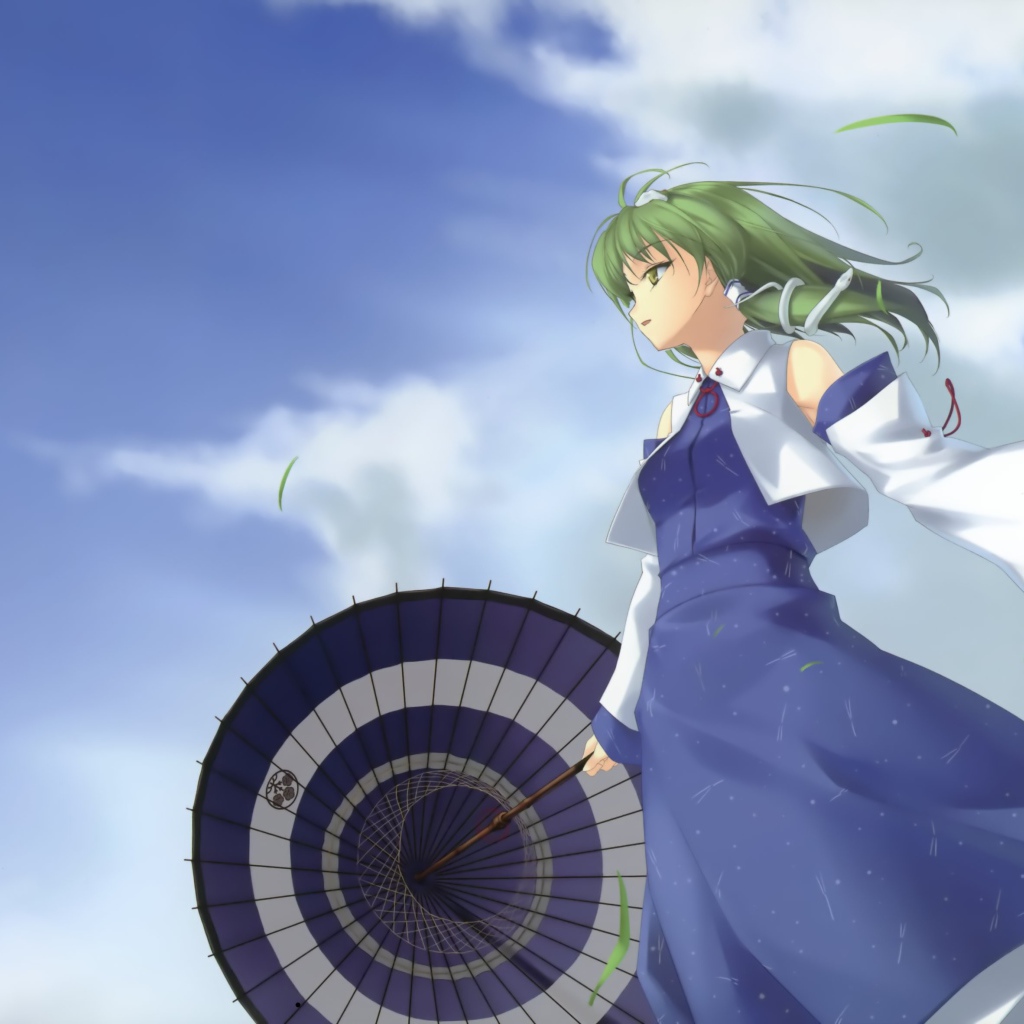 Девушка с зонтом, аниме Kochiya Sanae