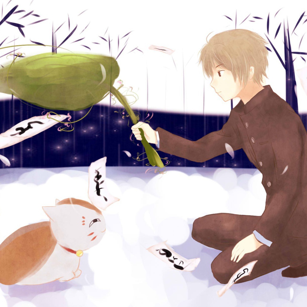 Парень играет с котом