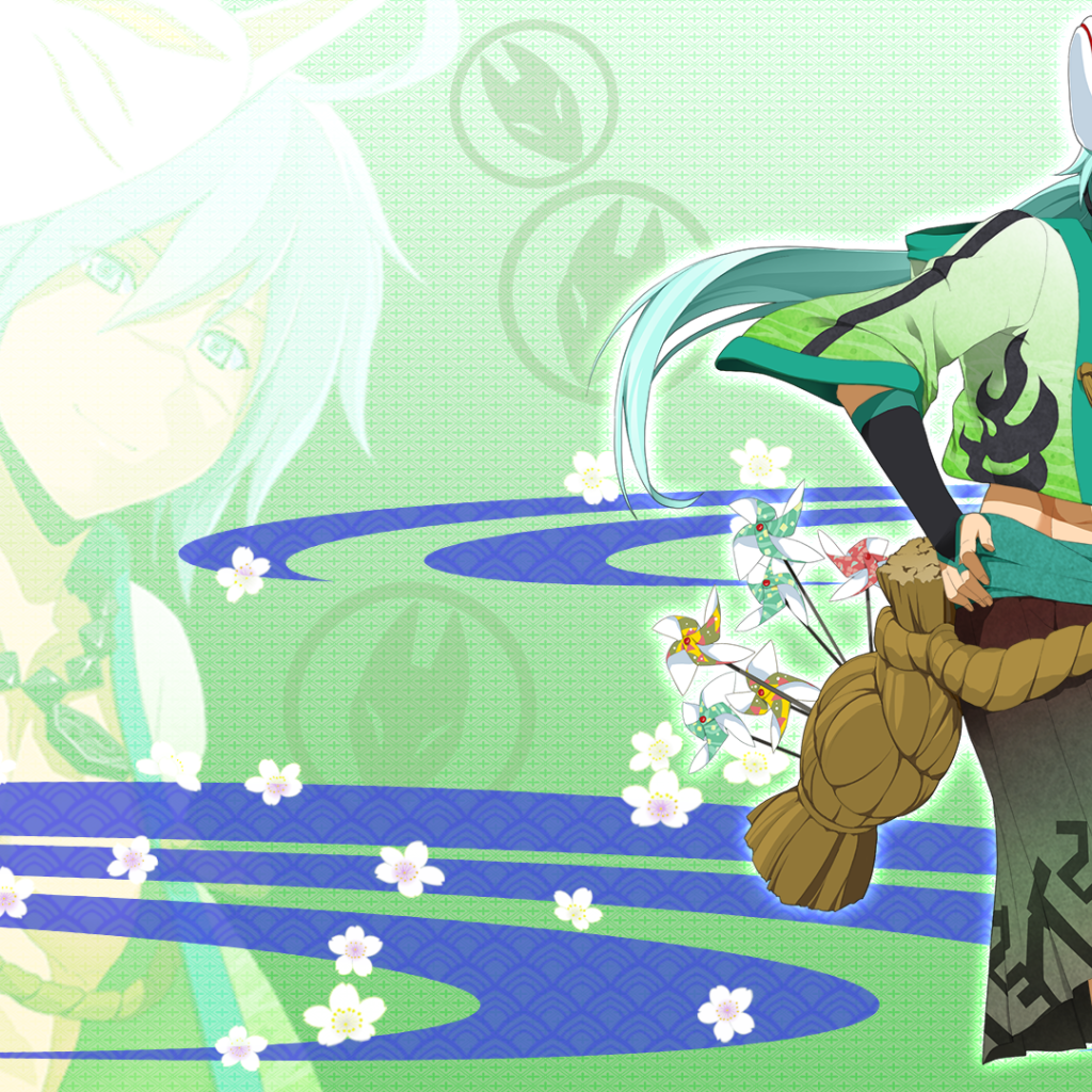 Парень с зелеными волосами в аниме Onigirl