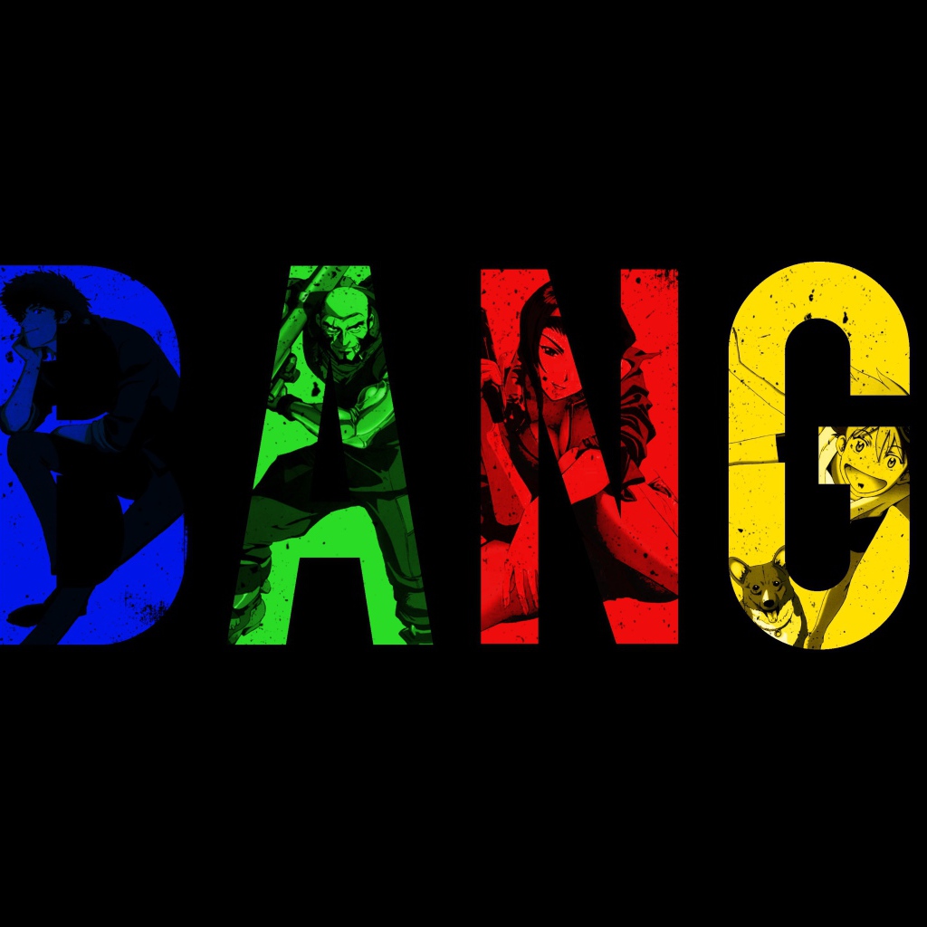 Надпись на черном фоне, аниме Ковбой Бибоп