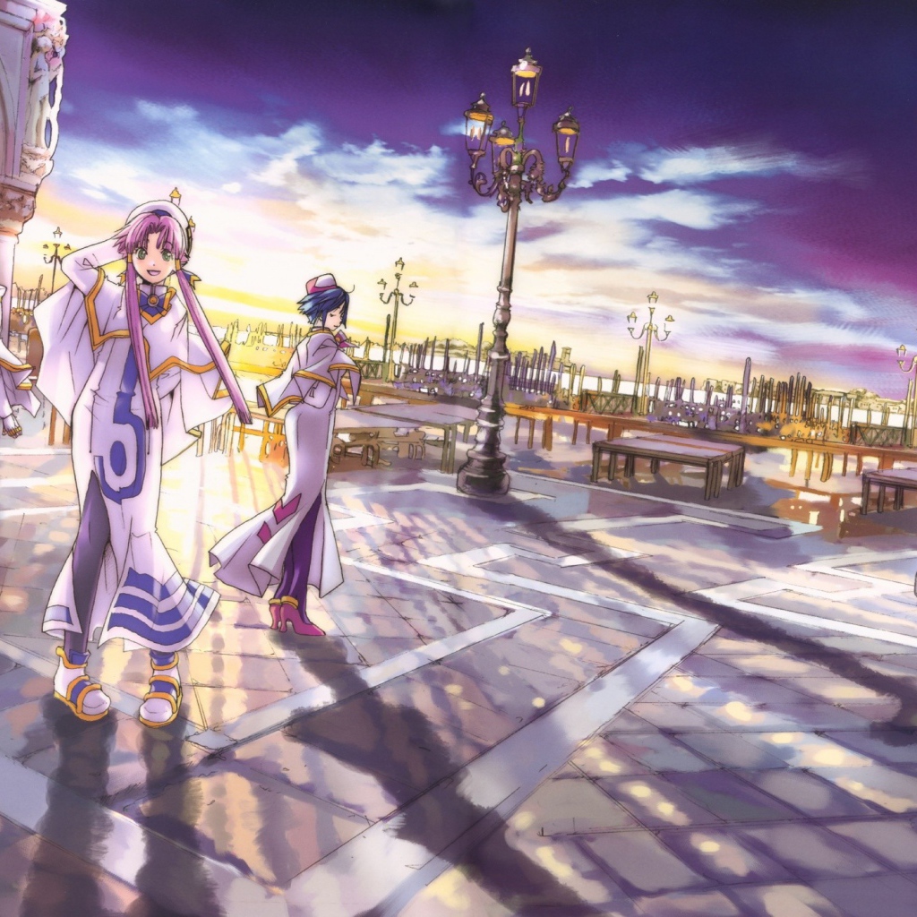 Прогулка на городской площади в аниме Ария