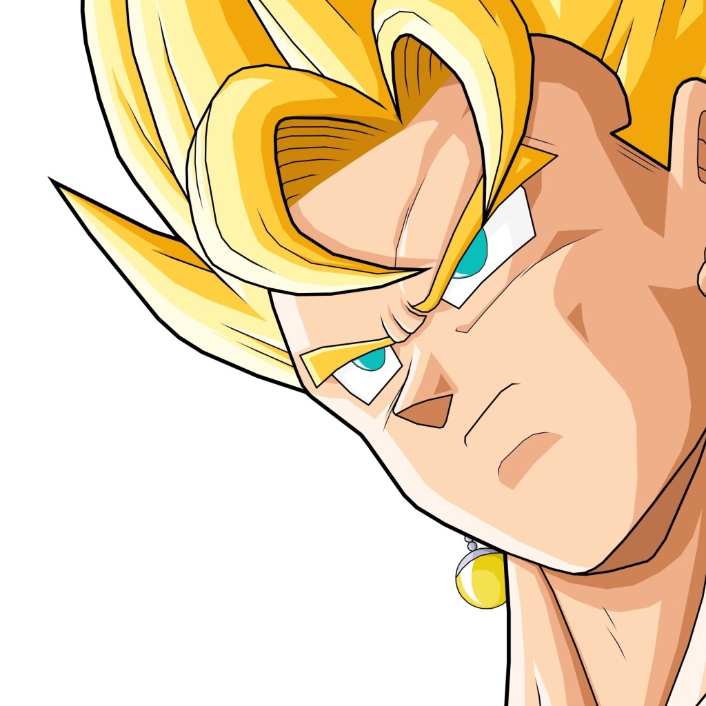 Желтые серьги и волосы у персонажа аниме Dragon Ball