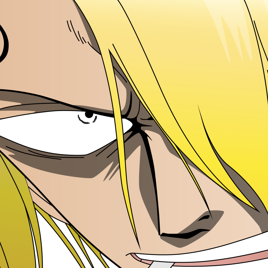 Желтые волосы на лице Санджи, аниме Большой куш