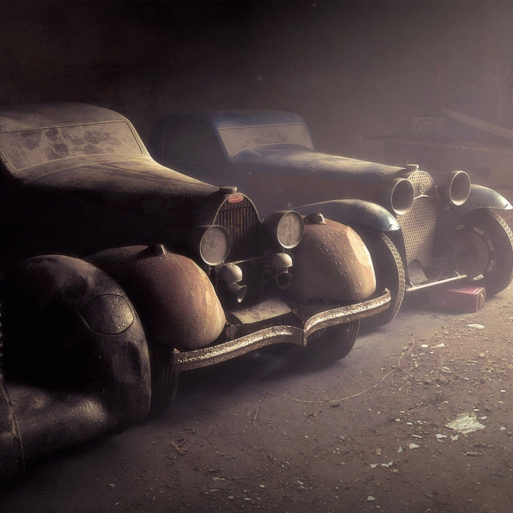 Старые автомобили по слоем пыли