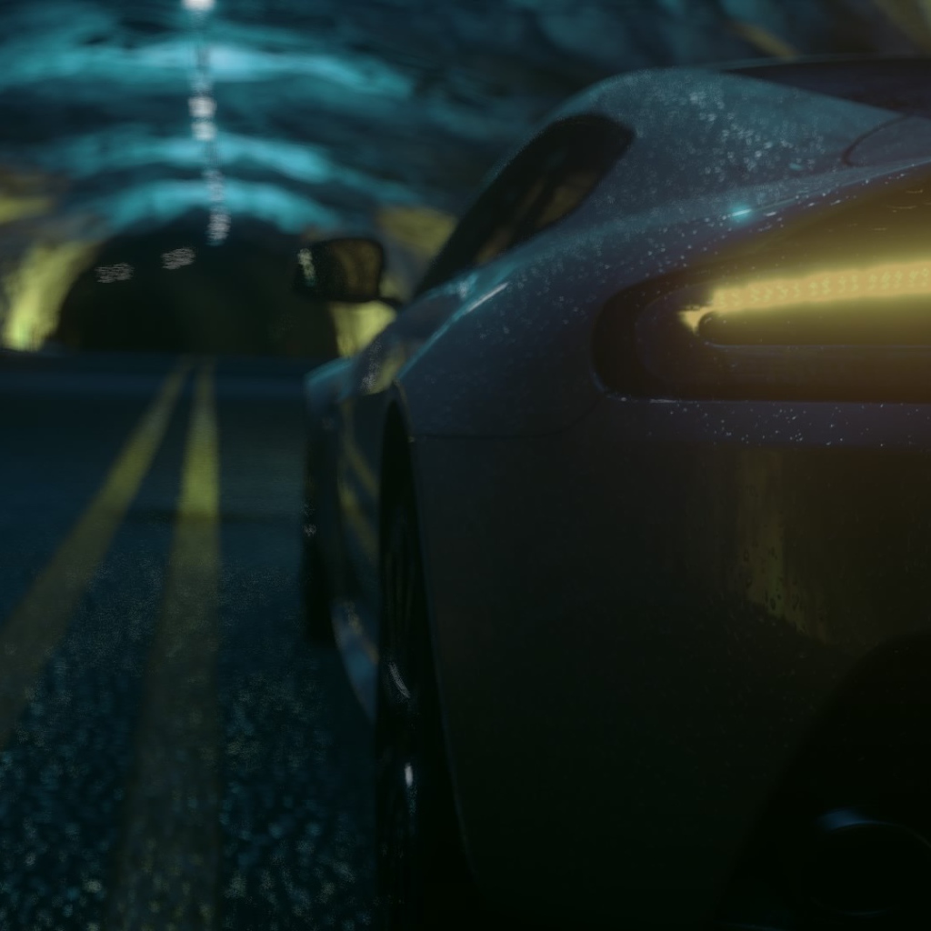 Быстрый Aston Martin внутри тоннеля