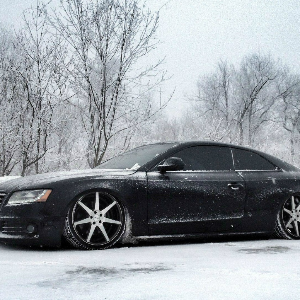Audi S5 на зимней дороге