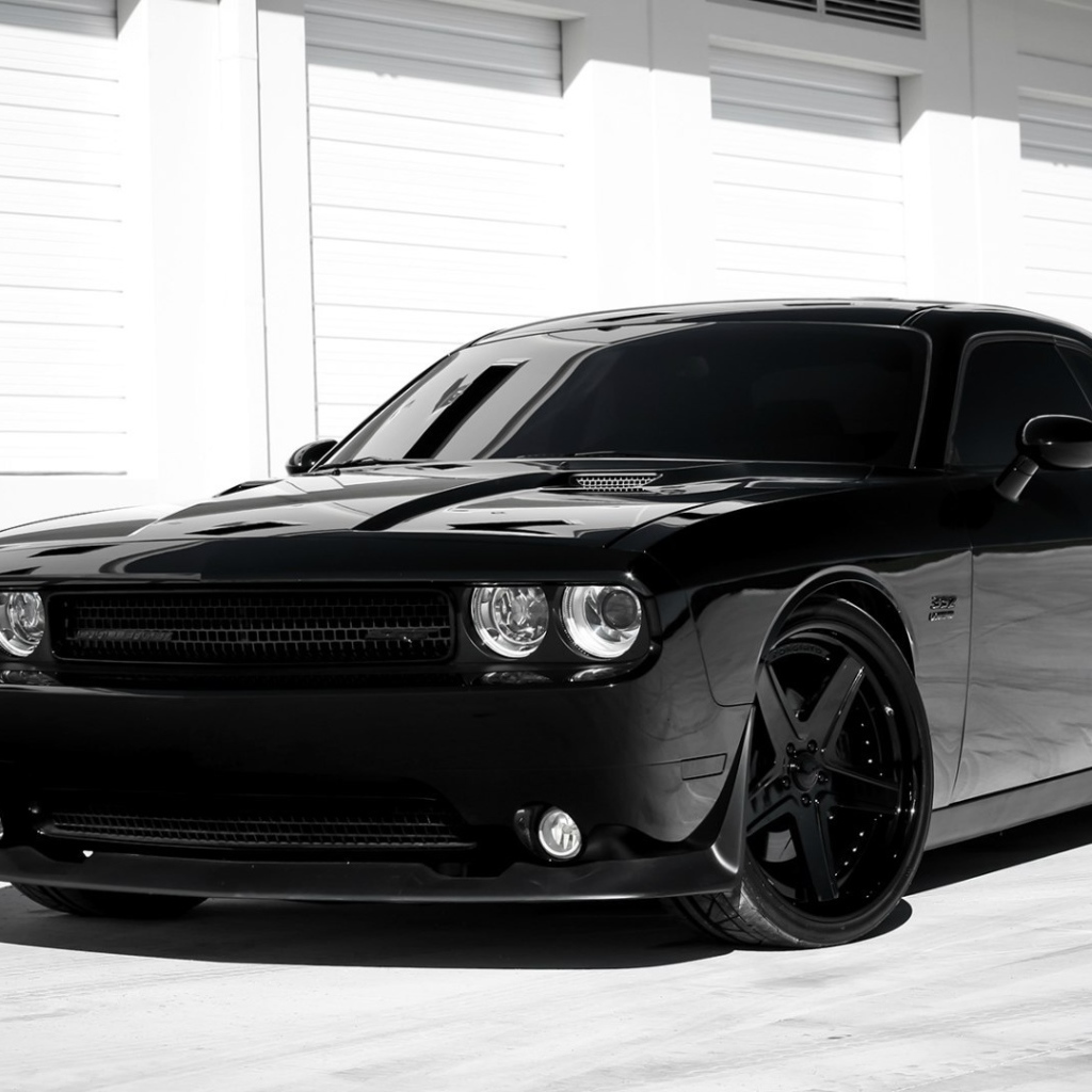 Стильный черный Dodge Challenger SRT8