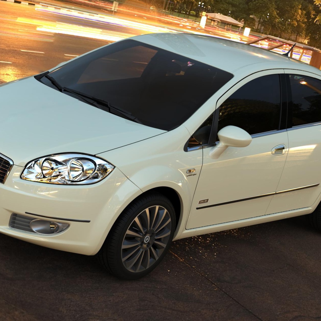 Белый Фиат у дороги