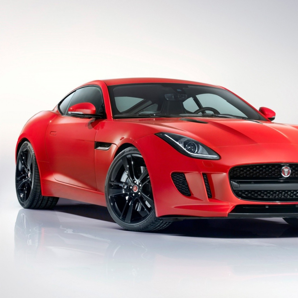Красный Jaguar на белом фоне