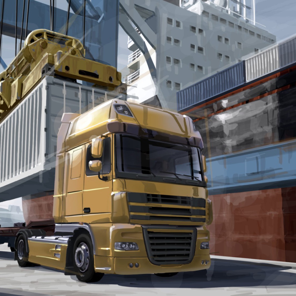 Погрузка контейнера на тягач