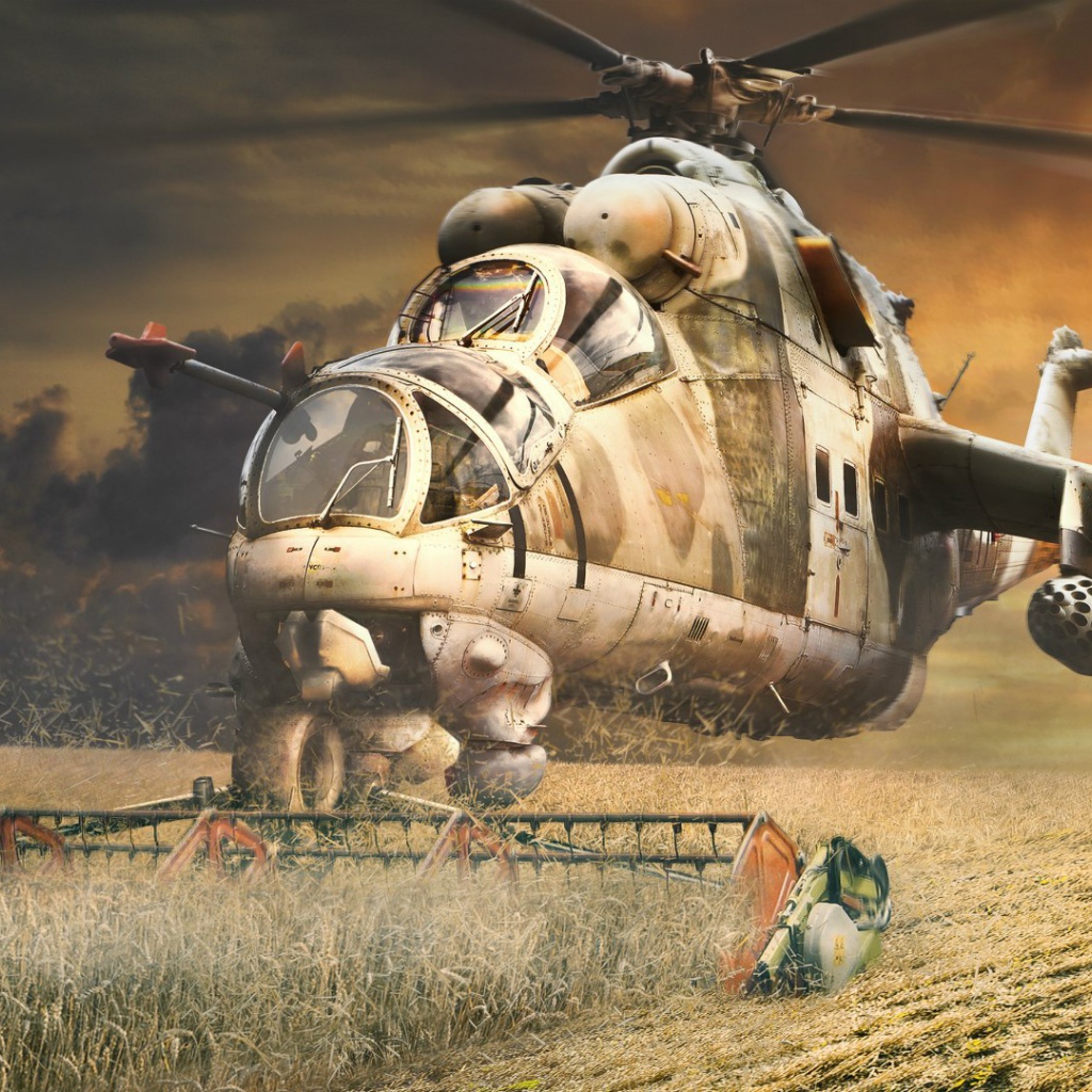 Вертолет МИ-24 в качестве комбайна