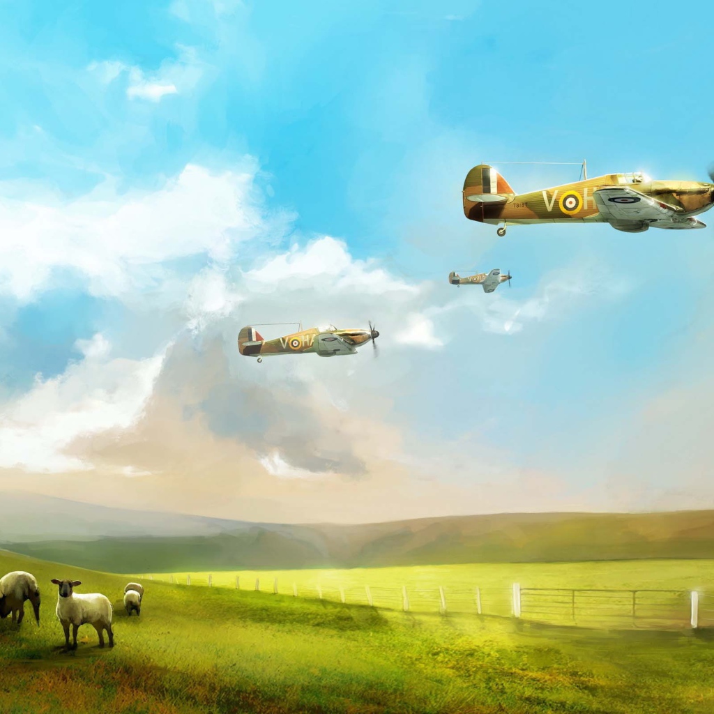 Британские самолеты над полем
