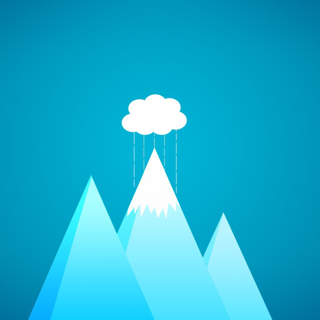 Туча над горой, голубой фон