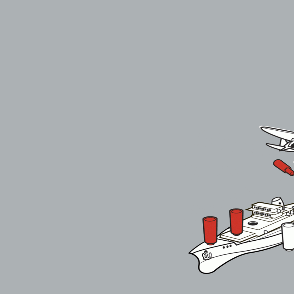 Самолет и корабль, серый фон