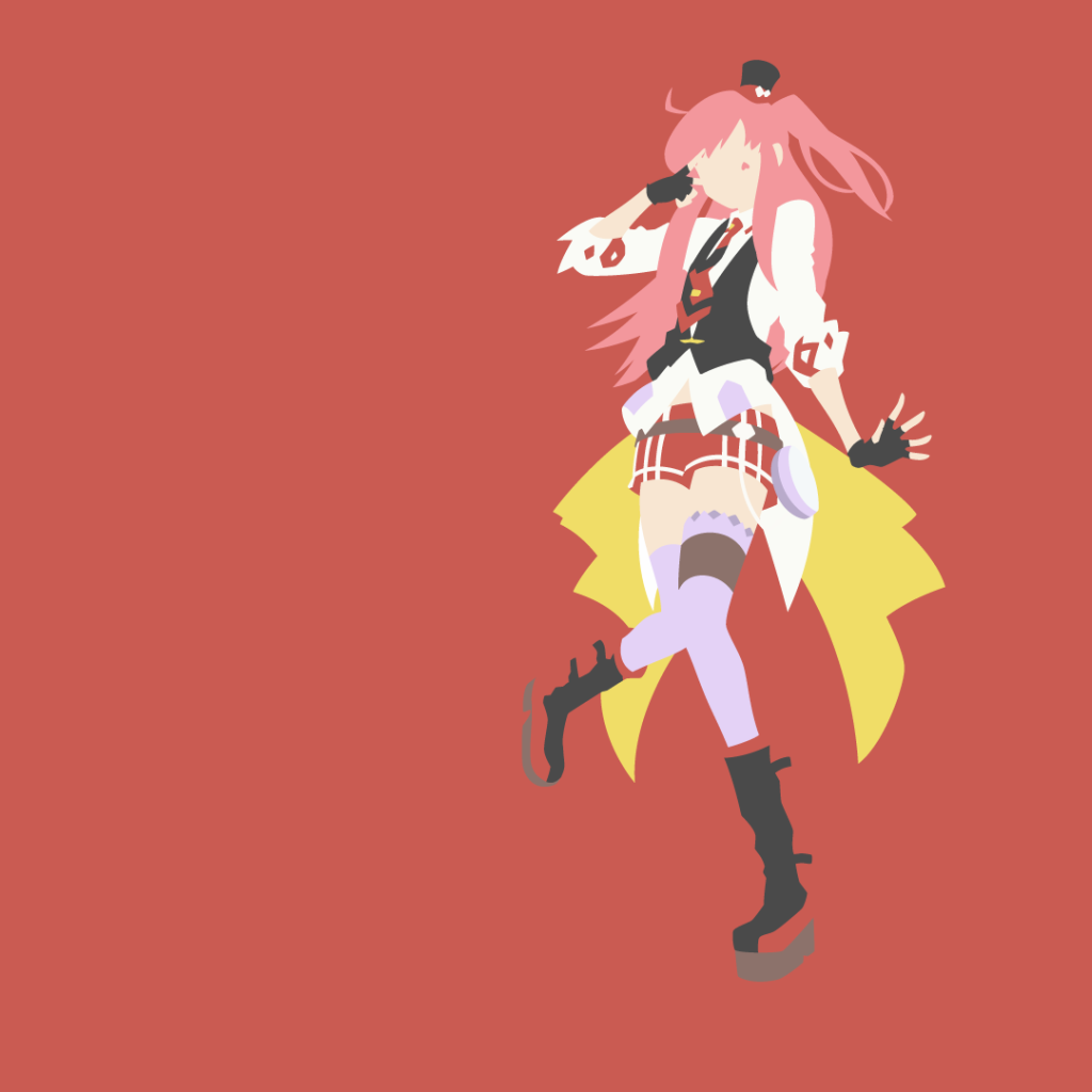 Девушка аниме Лог Горизонт на красном фоне