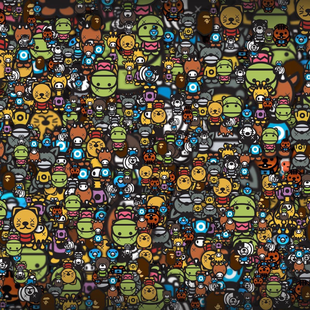 Фон из лиц героев аниме