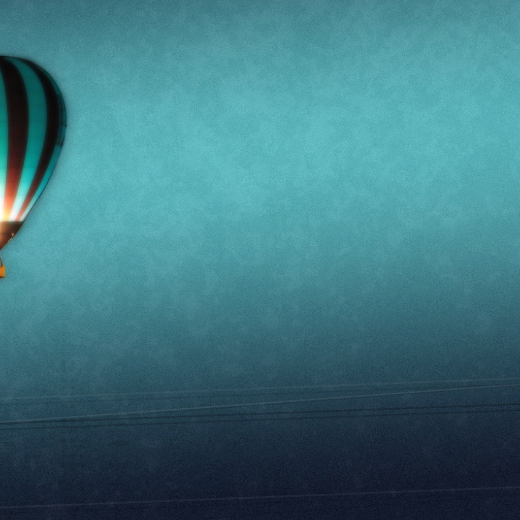 Воздушный шар, голубой фон