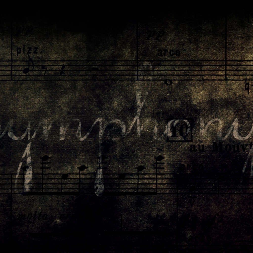 Черный лист с нотами, симфония